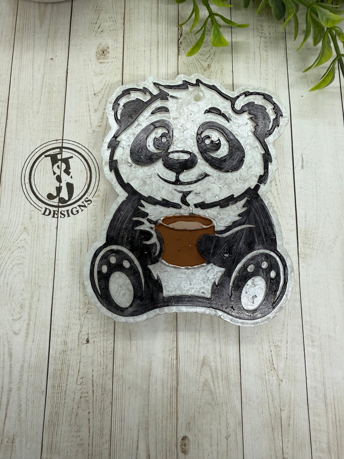 Panda with coffee