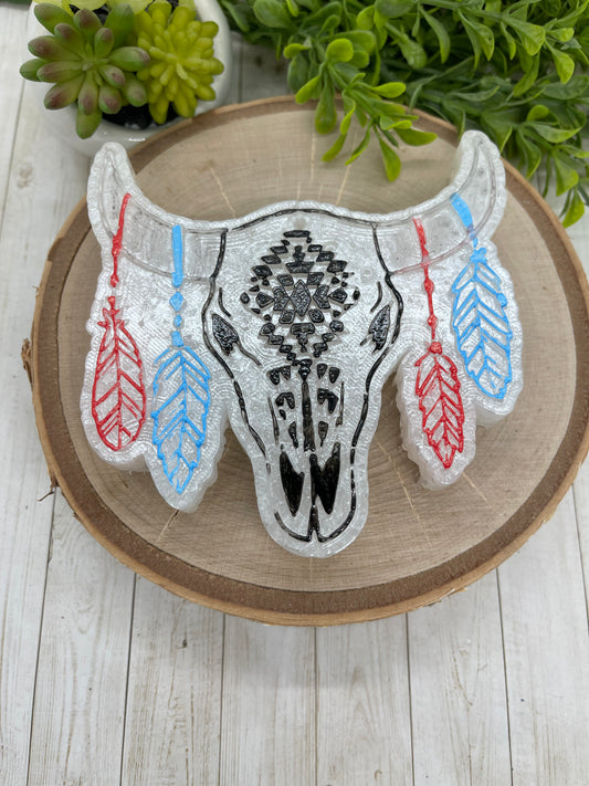 Bull with feathers