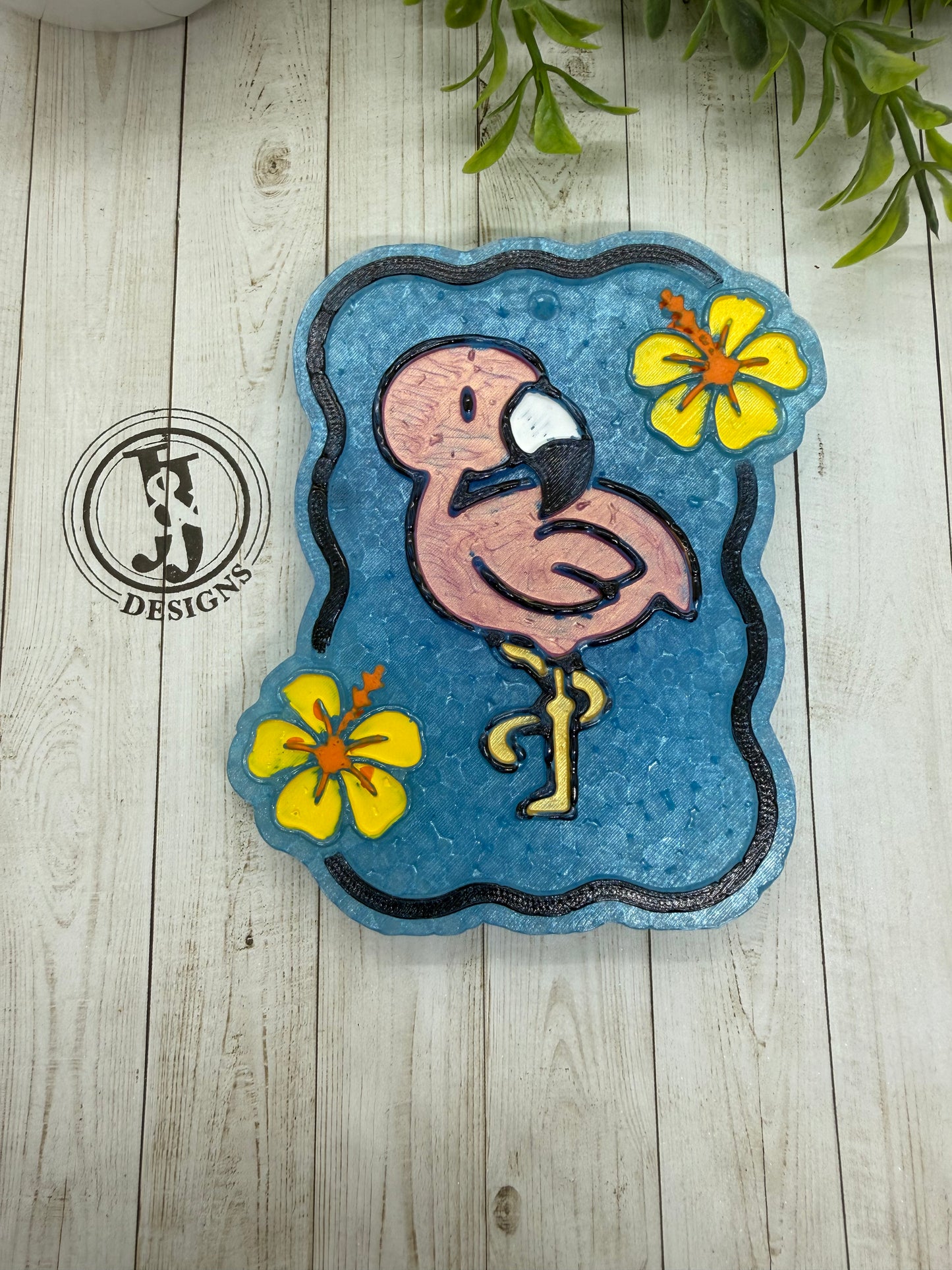 Flamingo with flowers